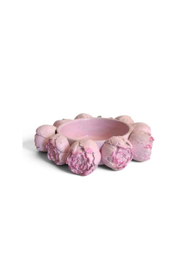 Pembe Şakayık Dekor Tabak