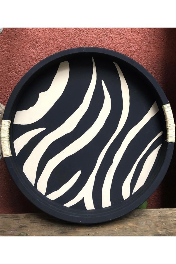 Siyah Zebra Desen Tepsi