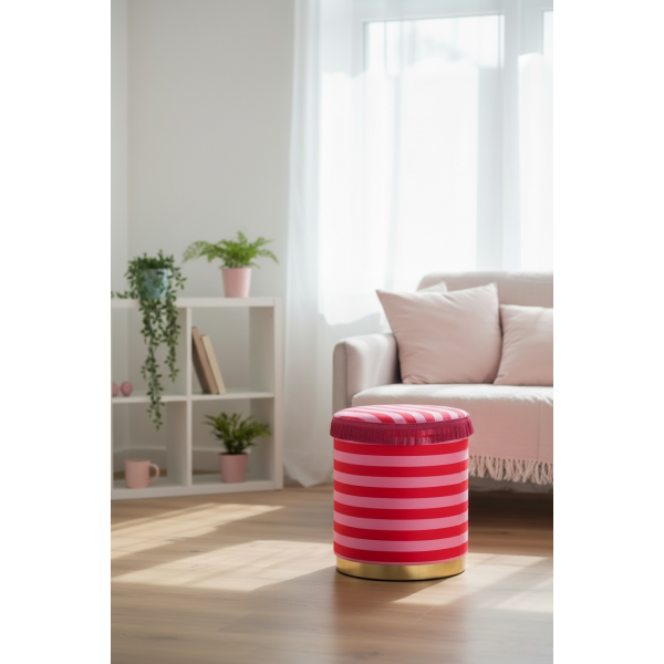 Çizgili Pembe Puf